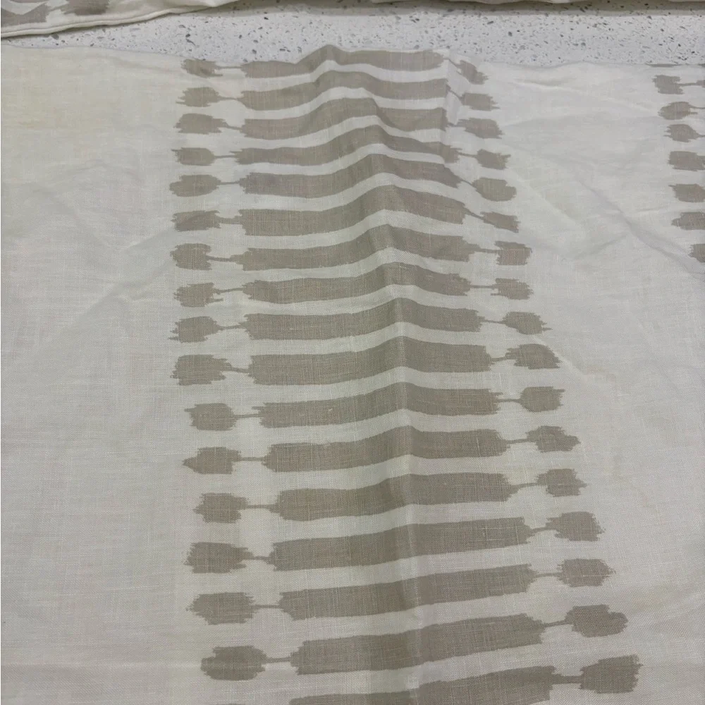 (2) West Elm 100% Linen Neutral Stripe Pattern Pillowcases - Set of 2